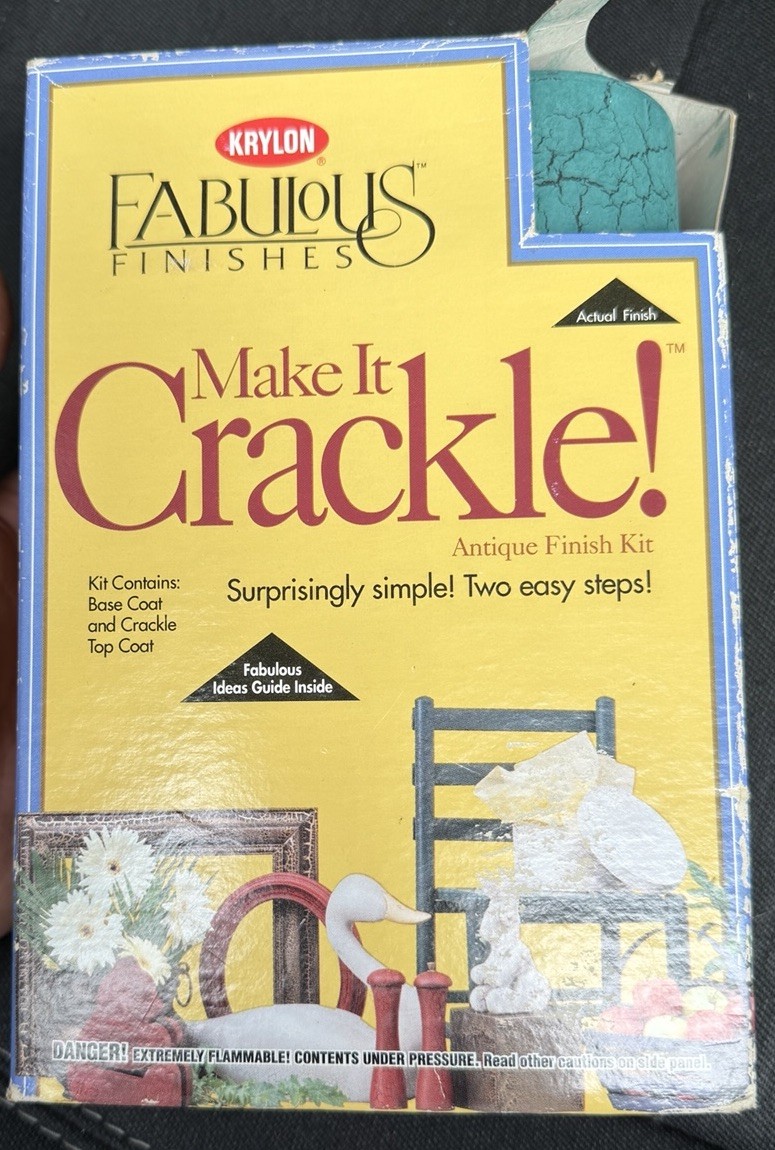 Vintage Krylon Spray Paint MAKE IT CRACKLE Kit Country Moss GREEN Antique Finish