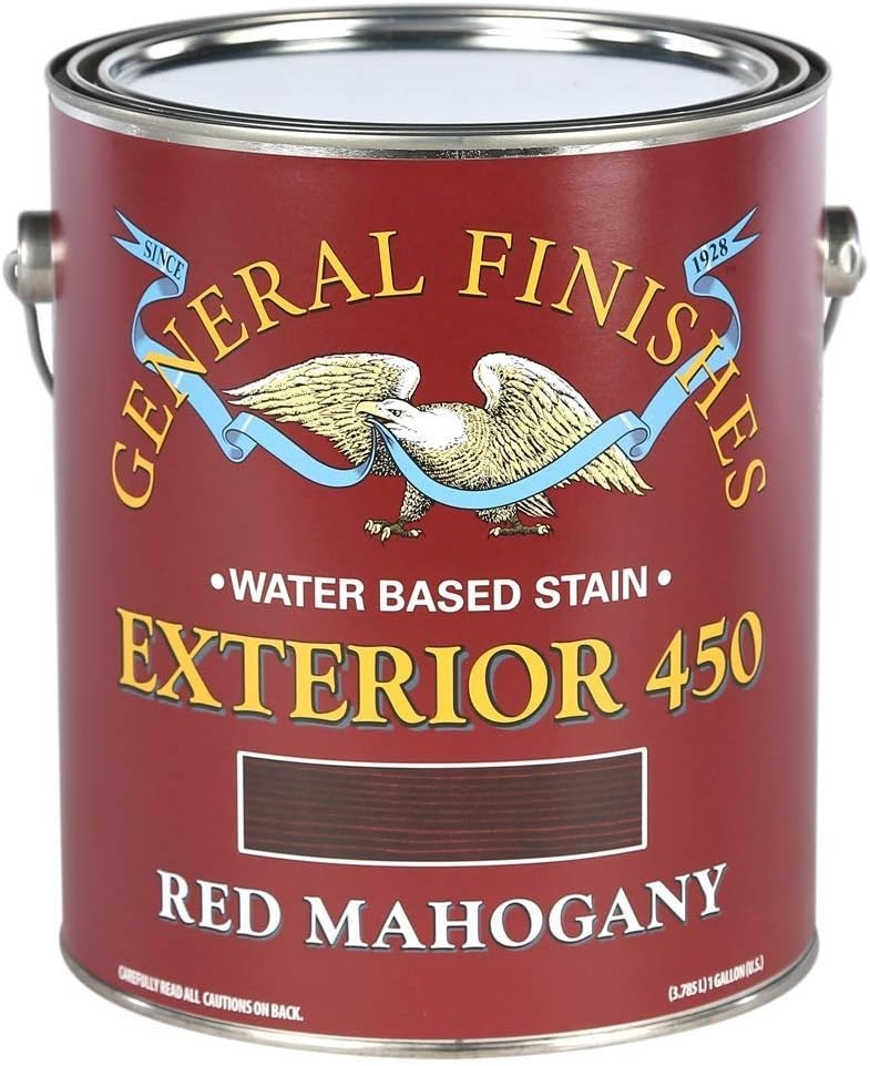 General Finishes Exterior 450 Water Based Wood Stain, 1 Gallon, Red Mahogany