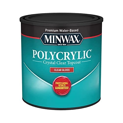Clear Gloss Water-Based Protective Finish 0.5 Pint Polycrylic for Wood