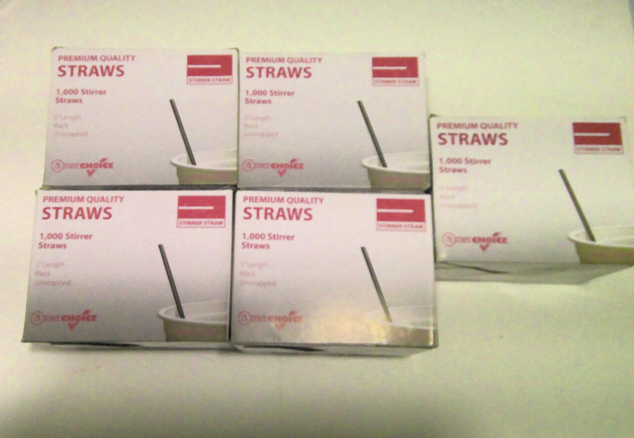 10,000 Stirrer Straws 5” length black unwrapped lot of 10