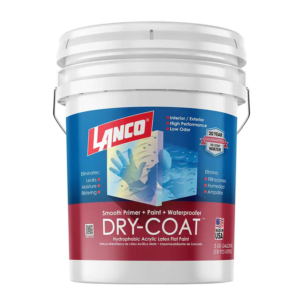 5 Gal. Dry-Coat White Pastel Flat Acrylic-Latex Interior and Exterior Smooth Mas