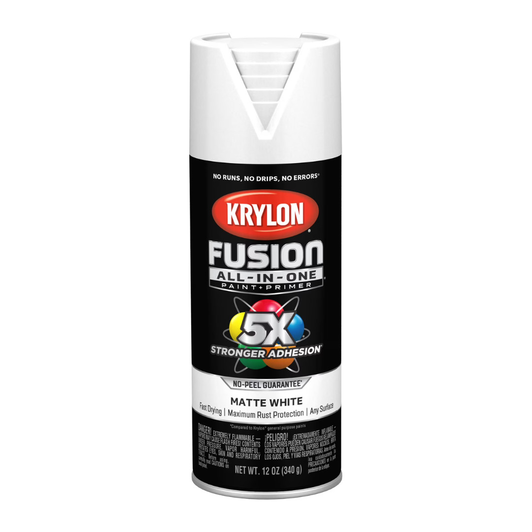 3 Pack Krylon Fusion All-In-One Spray Paint, Matte White, 12 oz, Multi-Surface