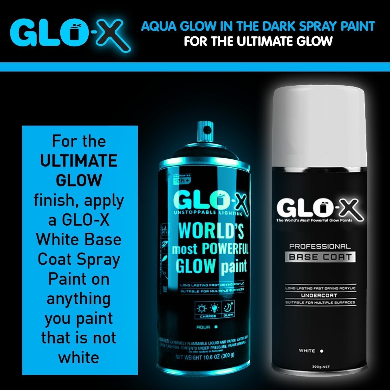 Blue Glow In The Dark Spray Paint 10.6 oz Acrylic for Indoor/Outdoor Use