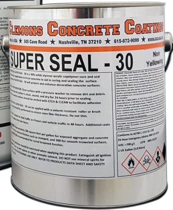 Clemons SuperSeal 30 High-Gloss Concrete Sealer 1Gal Solvent Styrene Acrylic