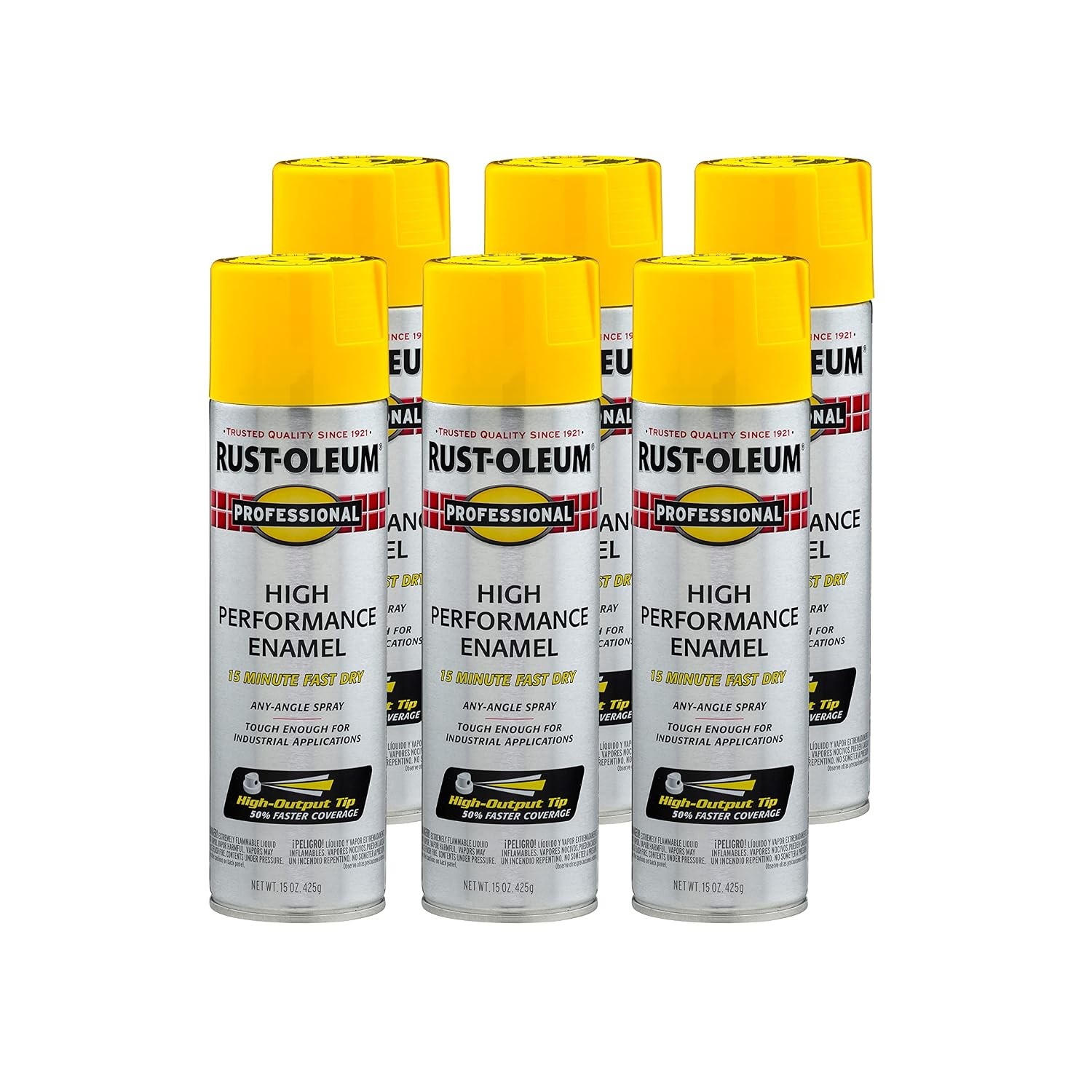 Rust-Oleum 7543838-6PK Professional High Performance Enamel Spray Paint, 15 Oz,