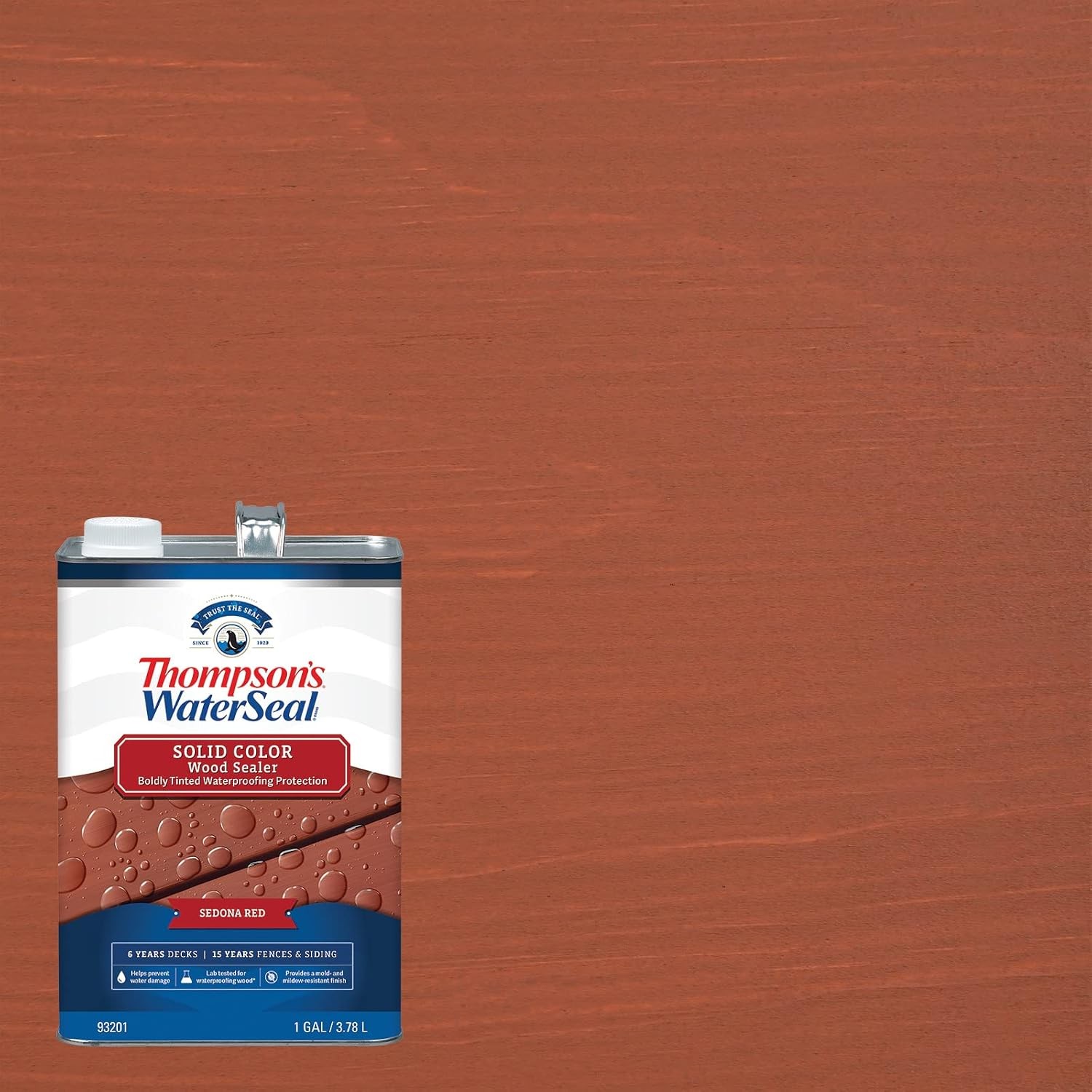WaterSeal Solid Color Waterproofing Wood Stain and Sealer, Sedona Red, 1 Gallon