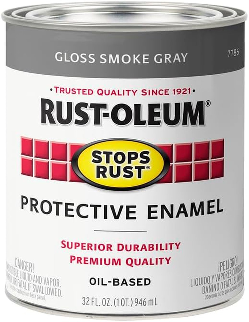 7786502-2PK Stops Rust Brush on Paint, 1 Quarts, Gloss Smoke Gray, 2 Can, (Pack