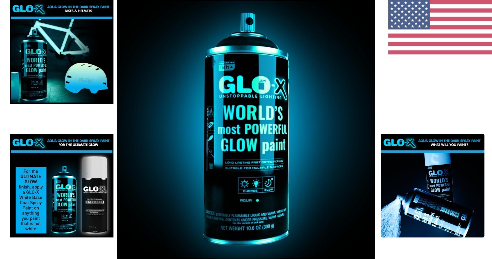 Blue Glow In The Dark Spray Paint 10.6 oz Acrylic for Indoor/Outdoor Use