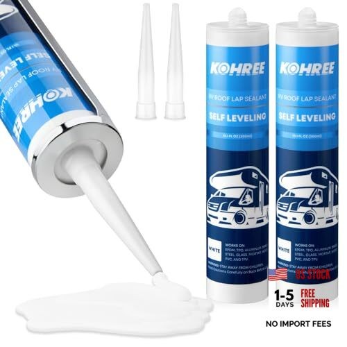 RV Roof Sealant Pack, Self-Leveling Lap Sealant White, RV Caulking for 2