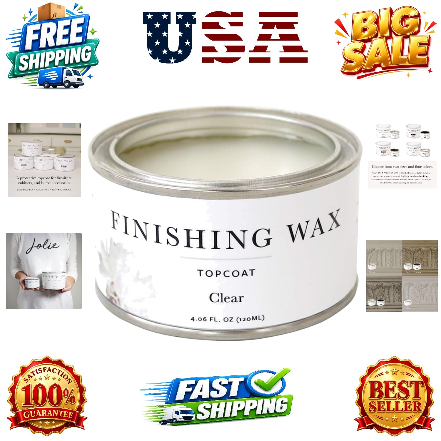 Finishing Wax – Protective topcoat Paint – Use on interior furniture, cabinet…