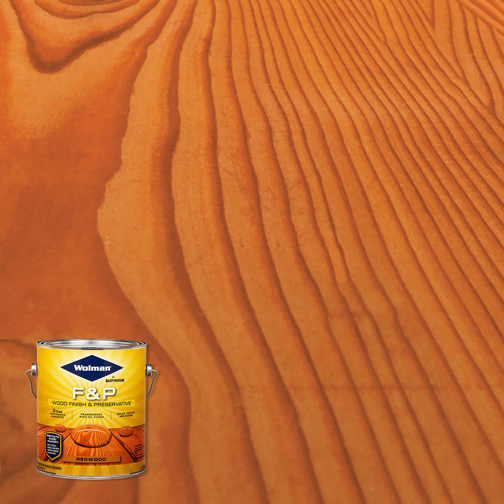 Wood Stain F and P Redwood Exterior Finish Preservative Oil Finish 1 Gal 4 Pack