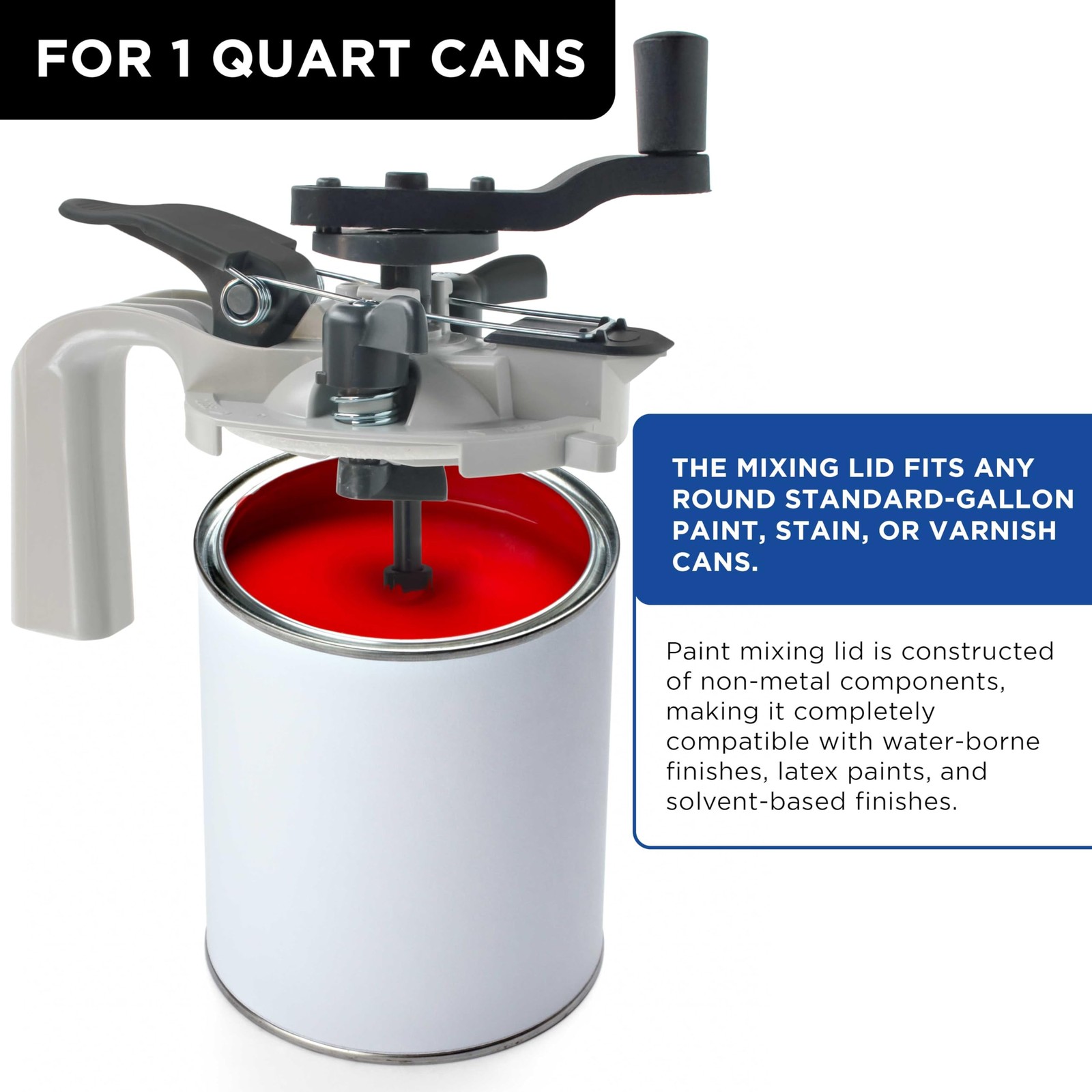 Elite Paint Can Mixing Lid Pouring Spout Hand Crank Stir 1 Quart Size 6PK