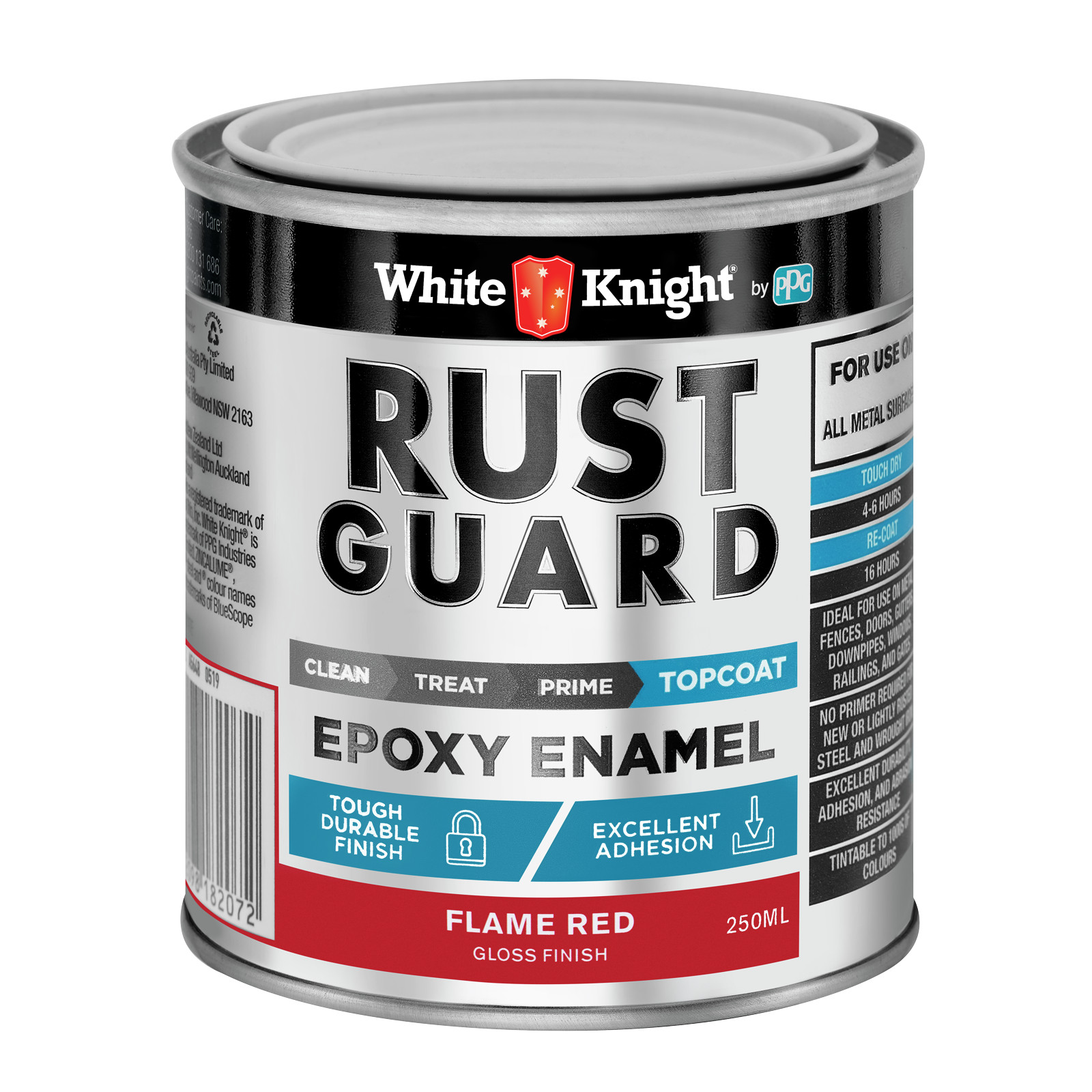 White Knight Rust Guard 250ml Flame Red Gloss Epoxy Enamel Paint
