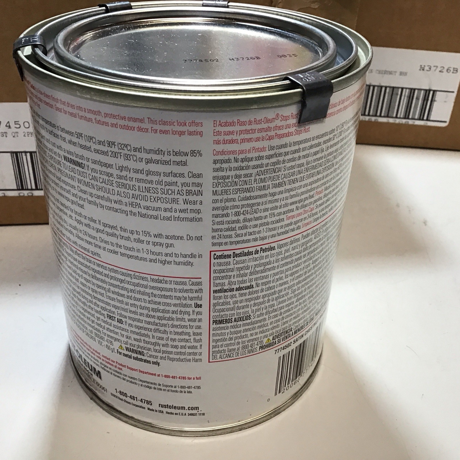 Rust-Oleum 7774502-2PK Stops Rust Brush On Paint, Quart, Satin Chestnut Brown