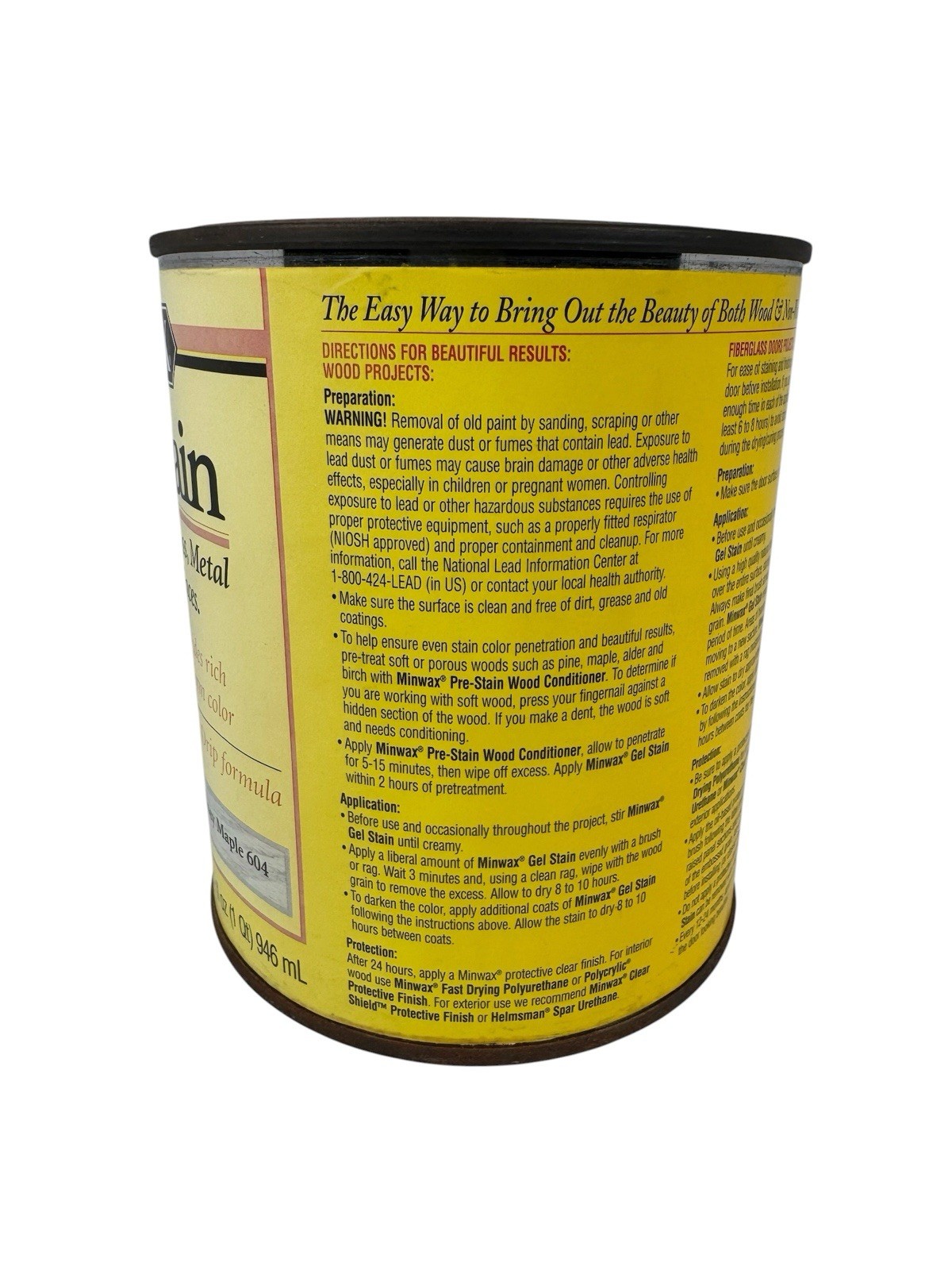Minwax Gel Stain HONEY MAPLE For Wood, Metal, Fiberglass & More 32 oz 1 QT NEW