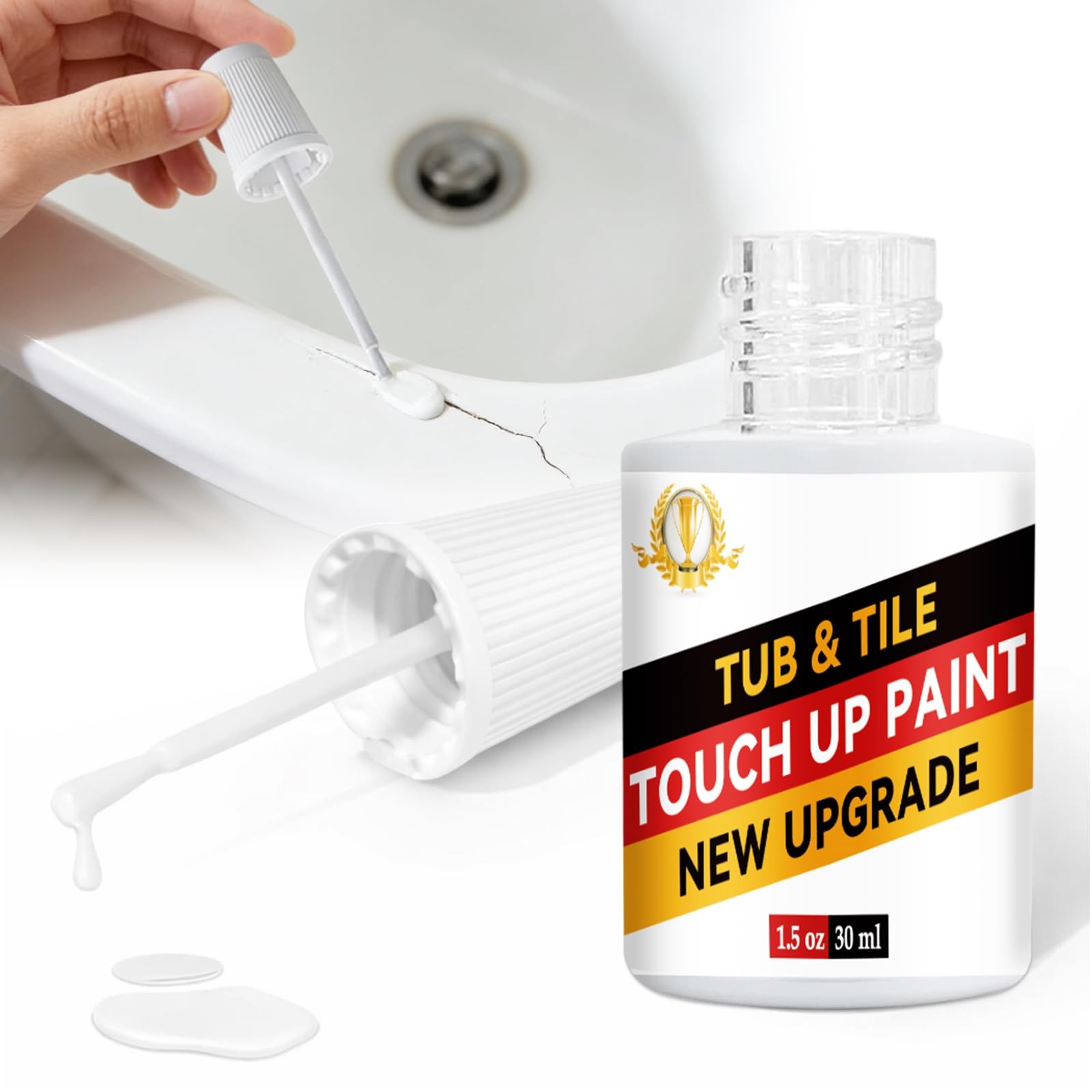 White Tub and Tile Touch-Up Paint,Semi-Gloss Waterproof Porcelain Repair Pain…