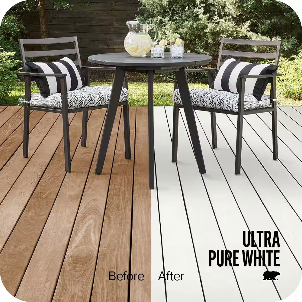 1 Gal. White Base Solid Color Waterproofing Exterior Wood Stain and Sealer