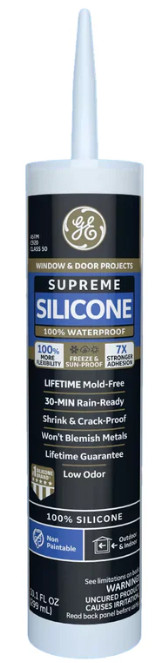GE Supreme Silicone Window & Door Sealant, 10.1 fl oz
