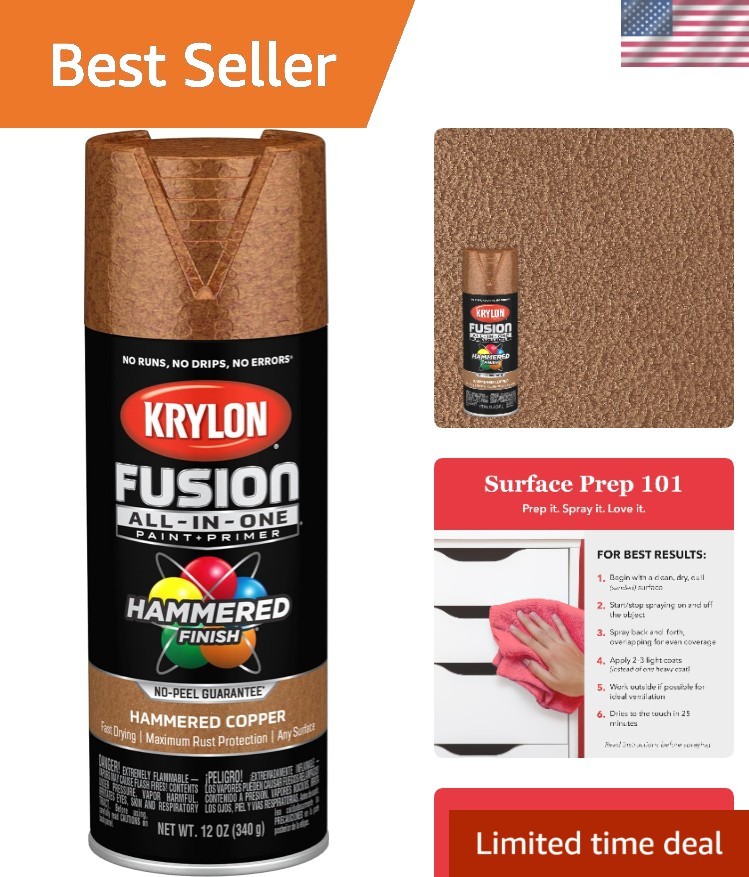 All-Purpose 12 oz Copper Hammered Finish Spray Paint – Quick Dry, Rust Resistant