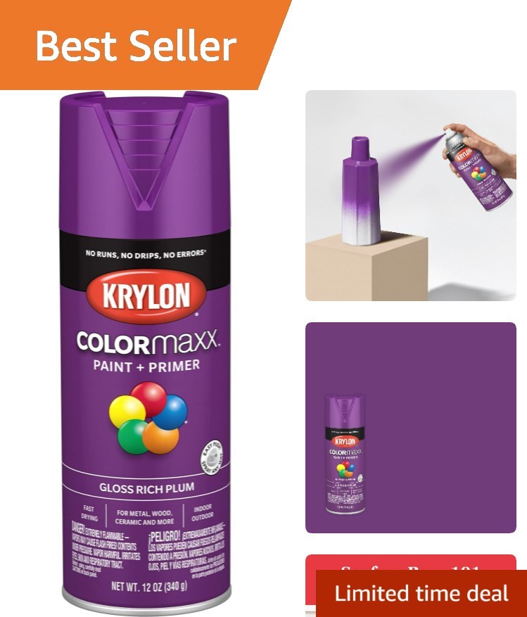 Rich Plum Acrylic Spray Paint by Krylon Colormaxx – Fast Drying & Durable Finish