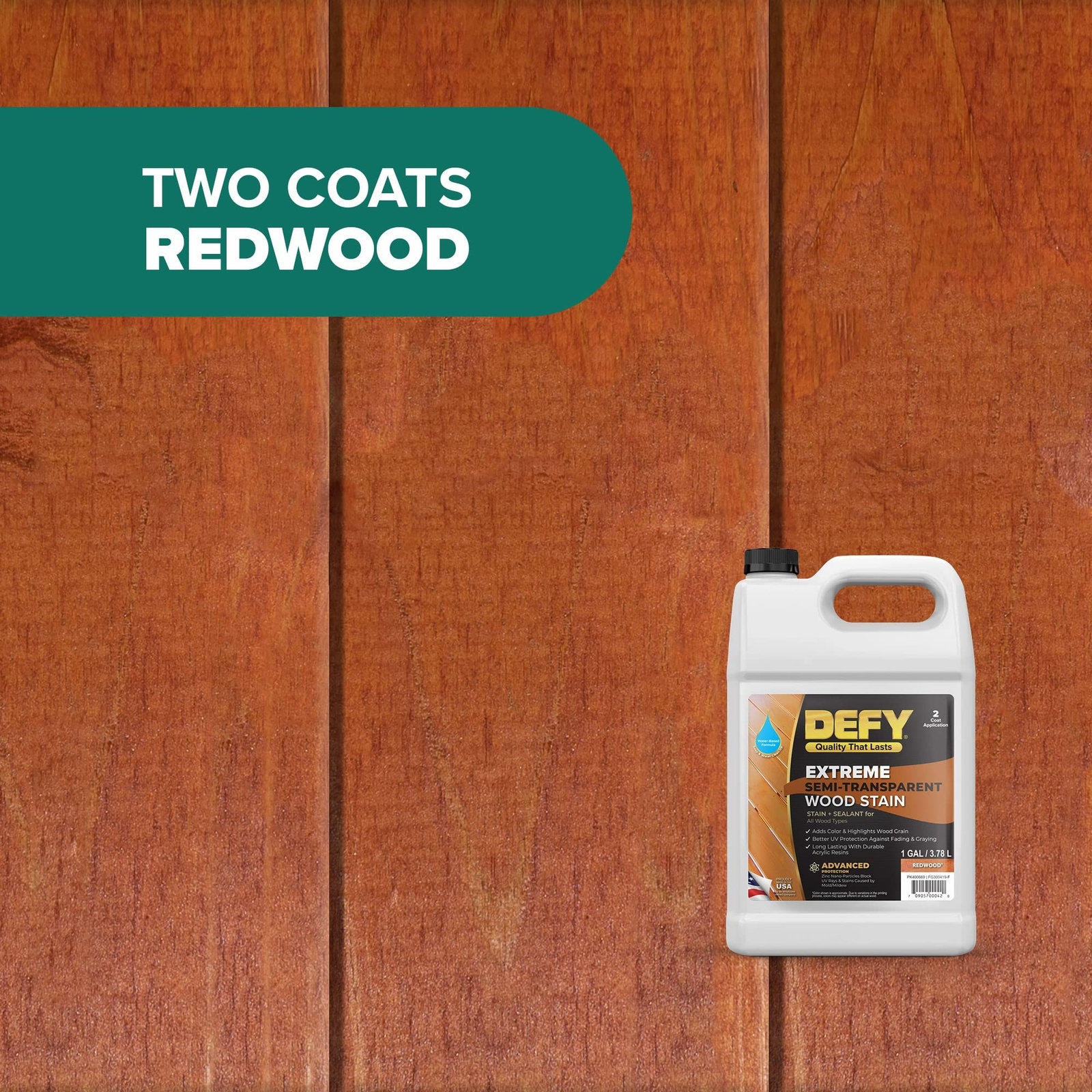 DEFY Extreme 1 Gallon Semi-Transparent Exterior Wood Stain, Redwood