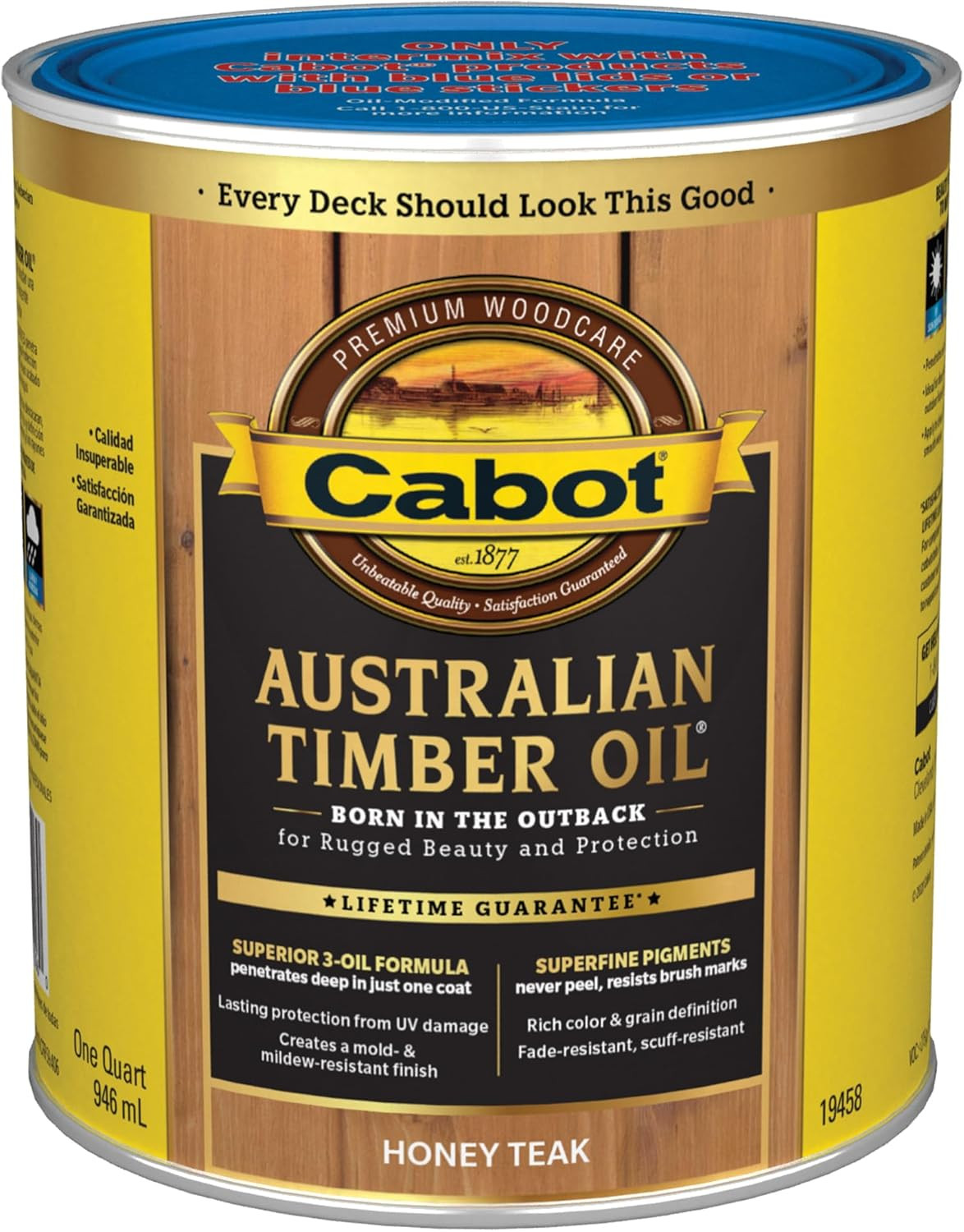 Australian Timber Oil Wood Stain and Protector, Honey Teak, 1 Quart