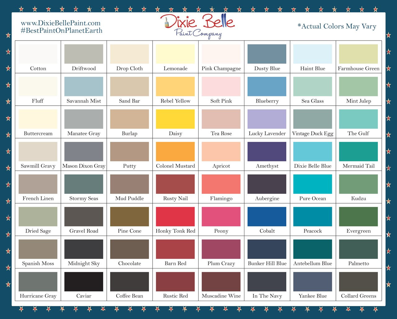 DIXIE BELLE CHALK MINERAL PAINT 64 COLORS 1oz 4oz 8oz 16oz