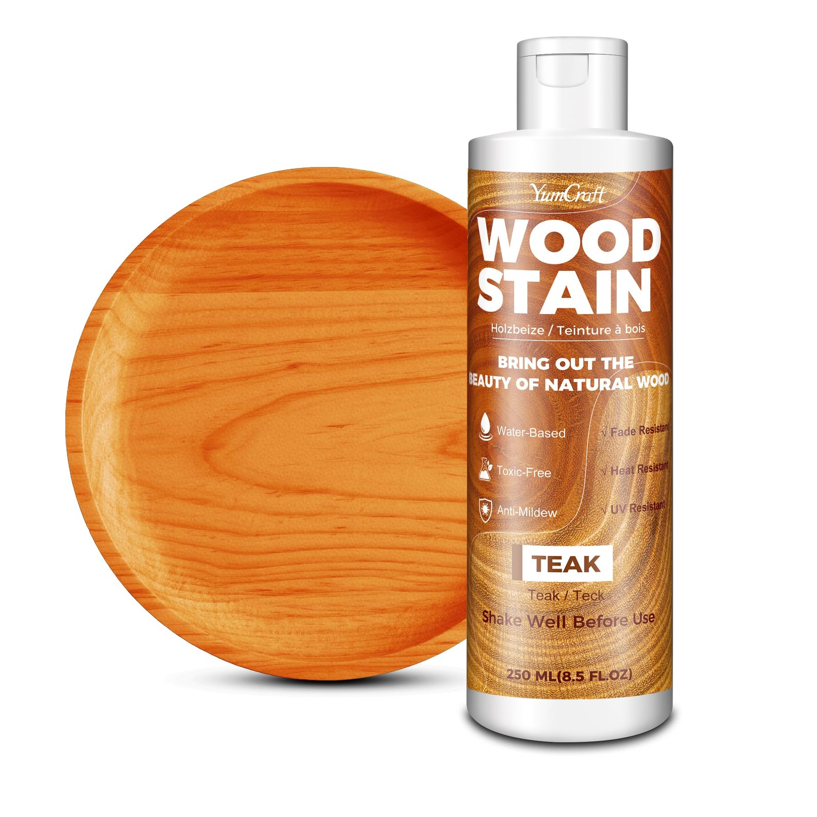 Water Based Wood Stain Teak 8.5oz/250ml, Matte Fast Drying Wood Stain, Low Od…