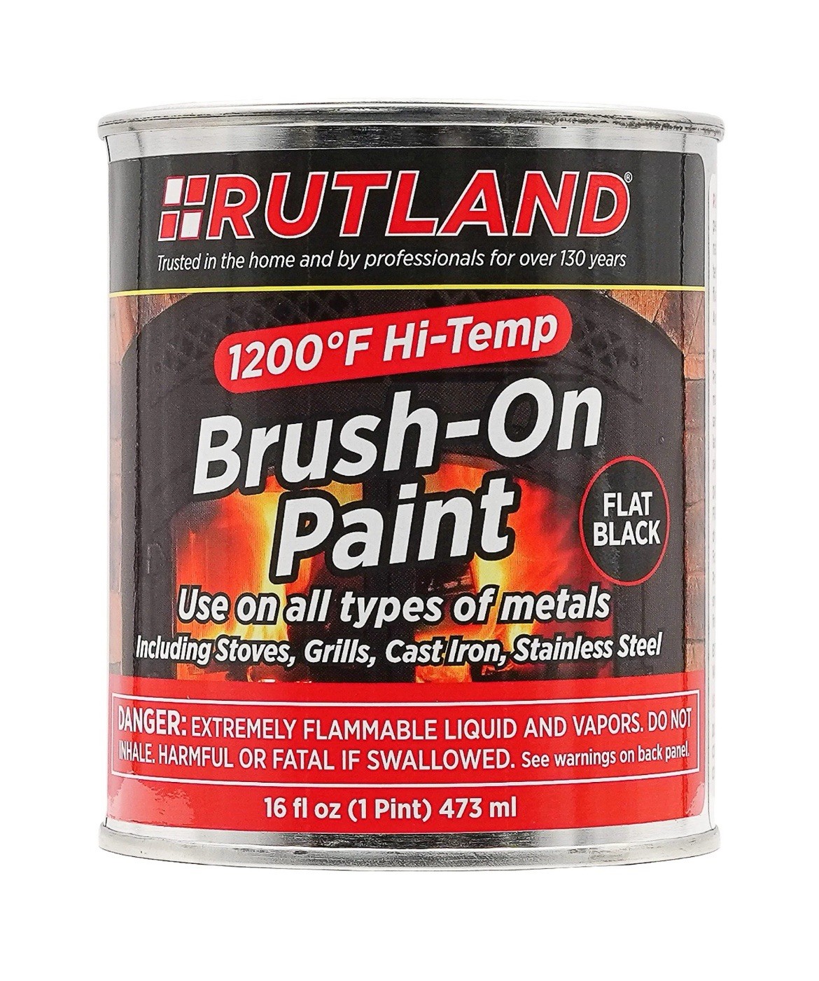 Black Rutland 1200degree F Brushon Flat Stove Paint 16 Fluid Ounce Fl Oz pack O