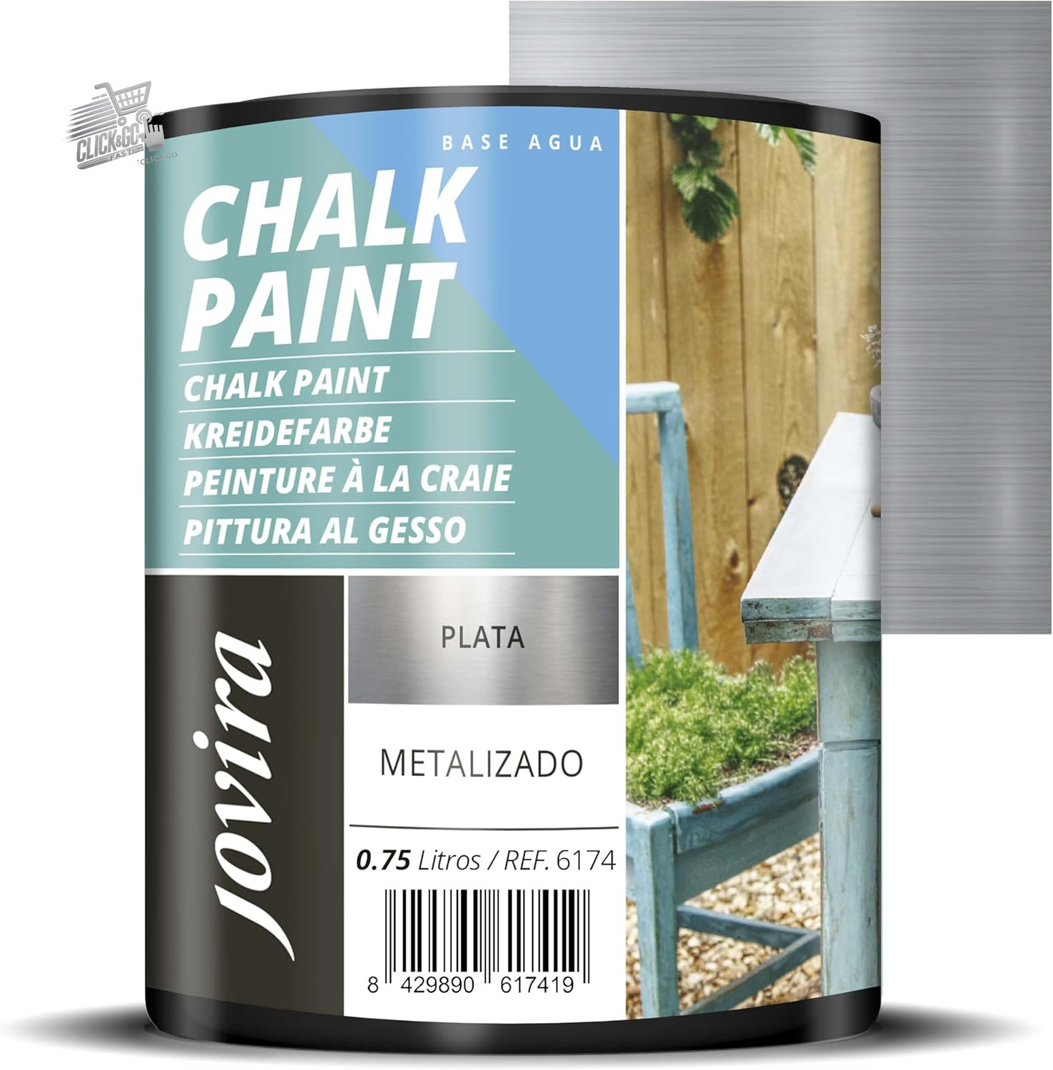 Chalk Paint Shabby Chalk Effect Paint Silver Jovira Wood Wall 750ml