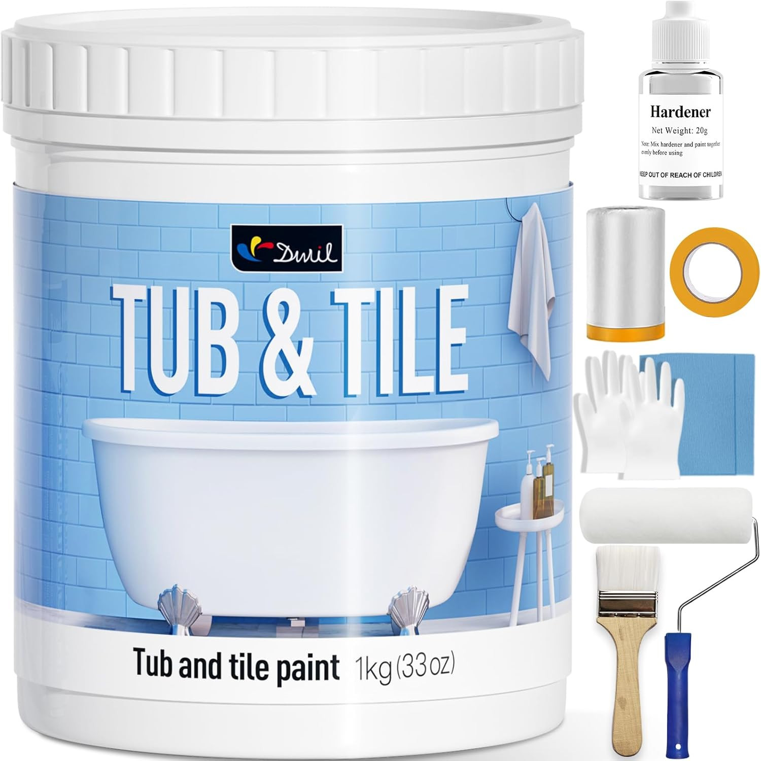 Tub and Tile Refinishing Kit, Quick-Dry Tile Paint for Wall & Floor, Sink Bathtu