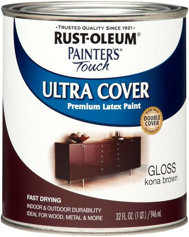 1977502-2PK Painter’S Touch Latex Paint, Quart, Gloss Kona Brown, 2 Pack