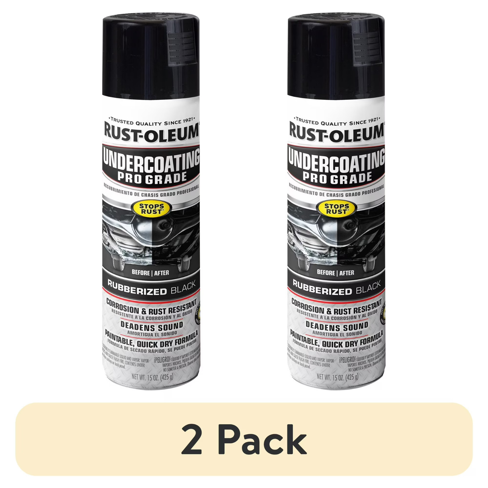 (2 pack) Black, Rust-Oleum Automotive Rubberized Undercoating Matte Spray Paint