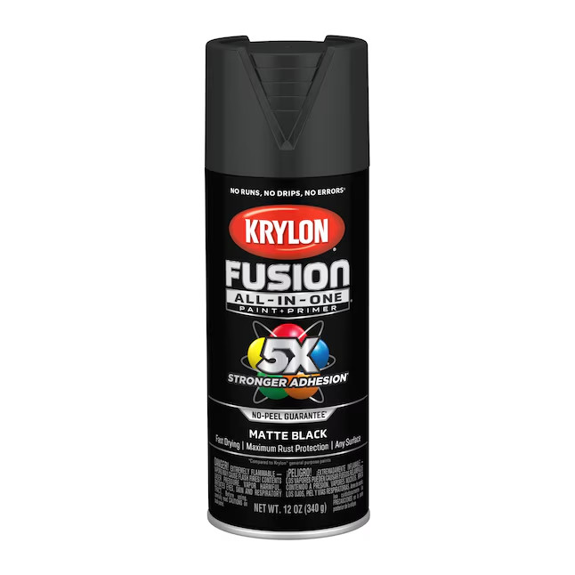 4 Pack Krylon Fusion All In One Spray Paint Matte Black 12oz K02754007 New