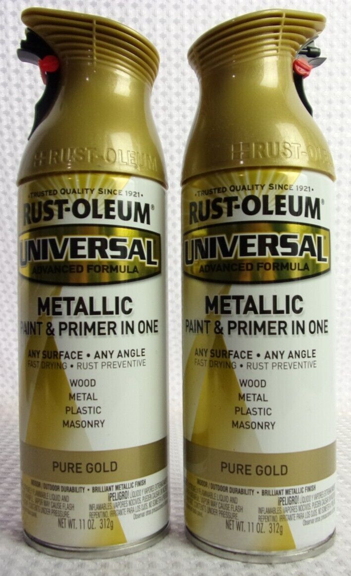 Rust-Oleum Pure Gold Metallic Universal All Surface Spray Paint, 11Oz (2-pk) NEW