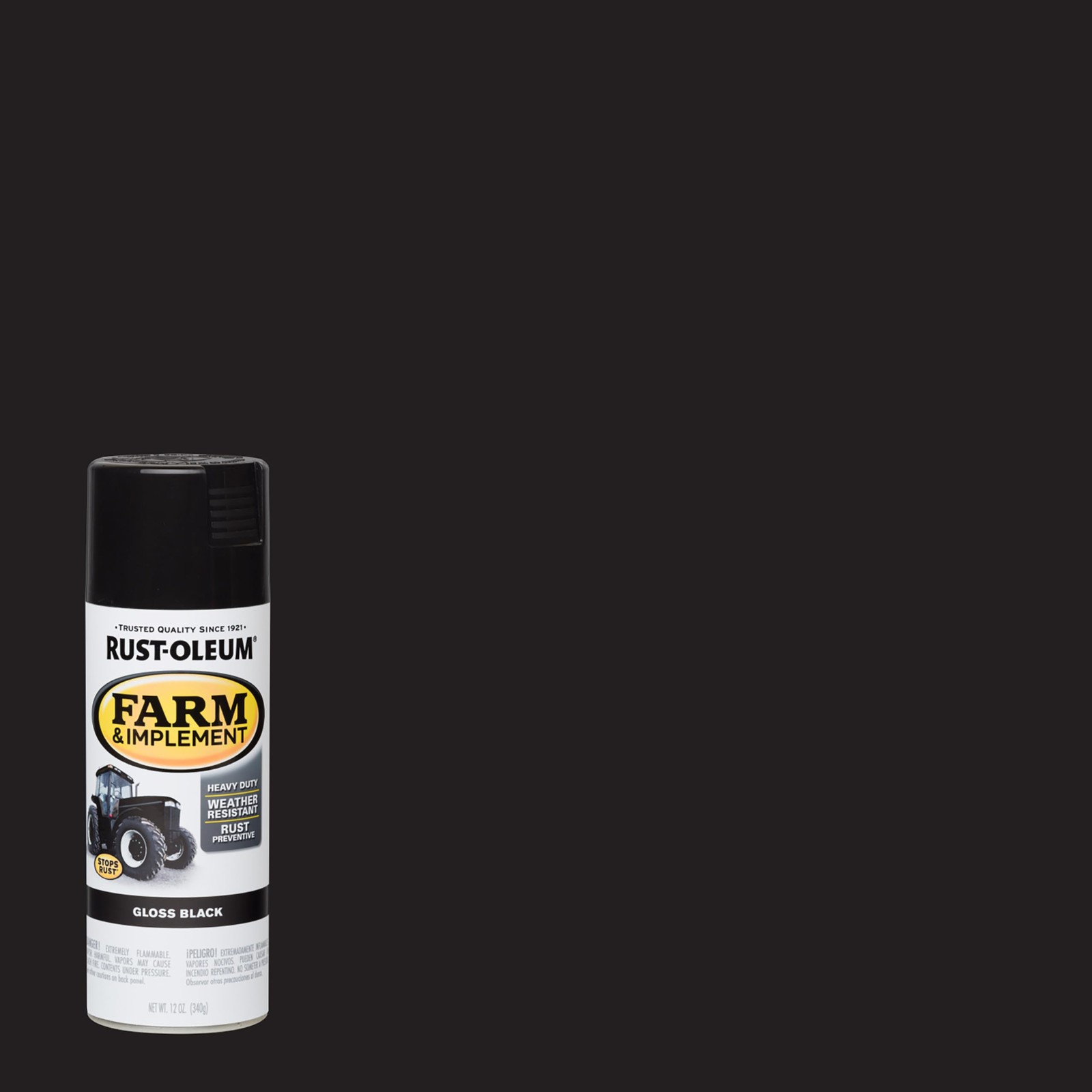 Farm & Implement Spray Paint 12 oz Gloss Black Metal Coating