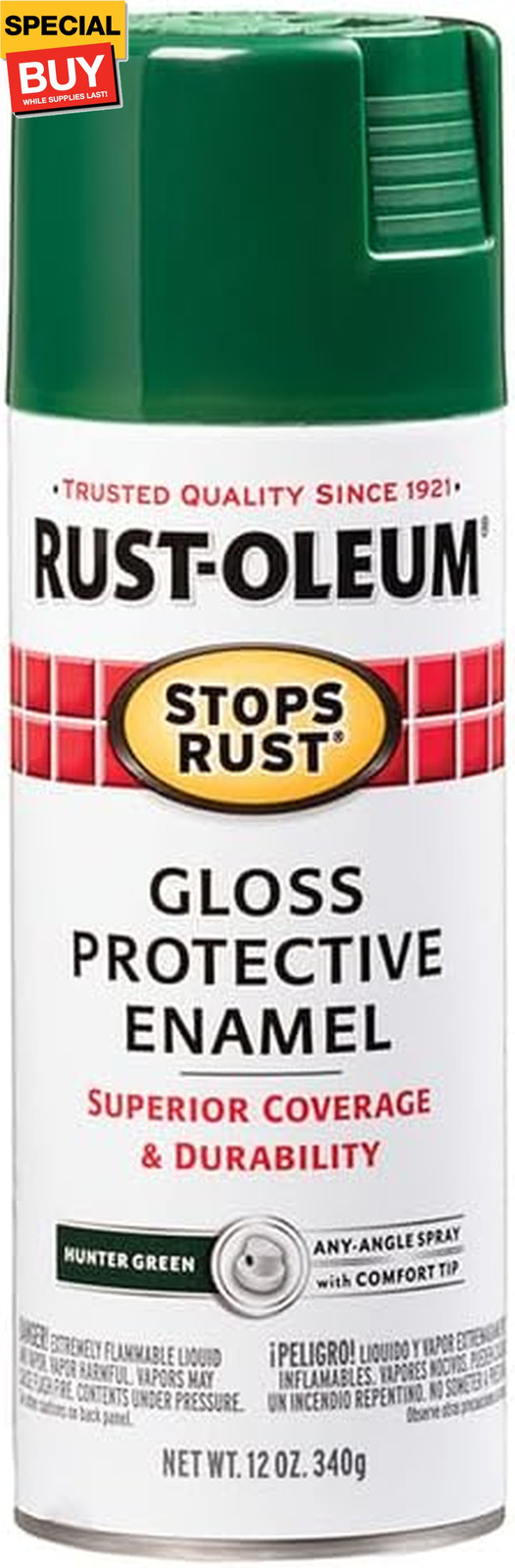 7738830 Stops Rust Spray Paint, 12 oz, Gloss Hunter Green
