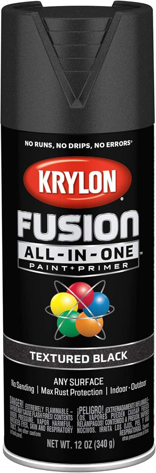 Krylon Fusion All-In-One Adhesive Spray Paint for Indoor/Outdoor Use 12 Oz Black