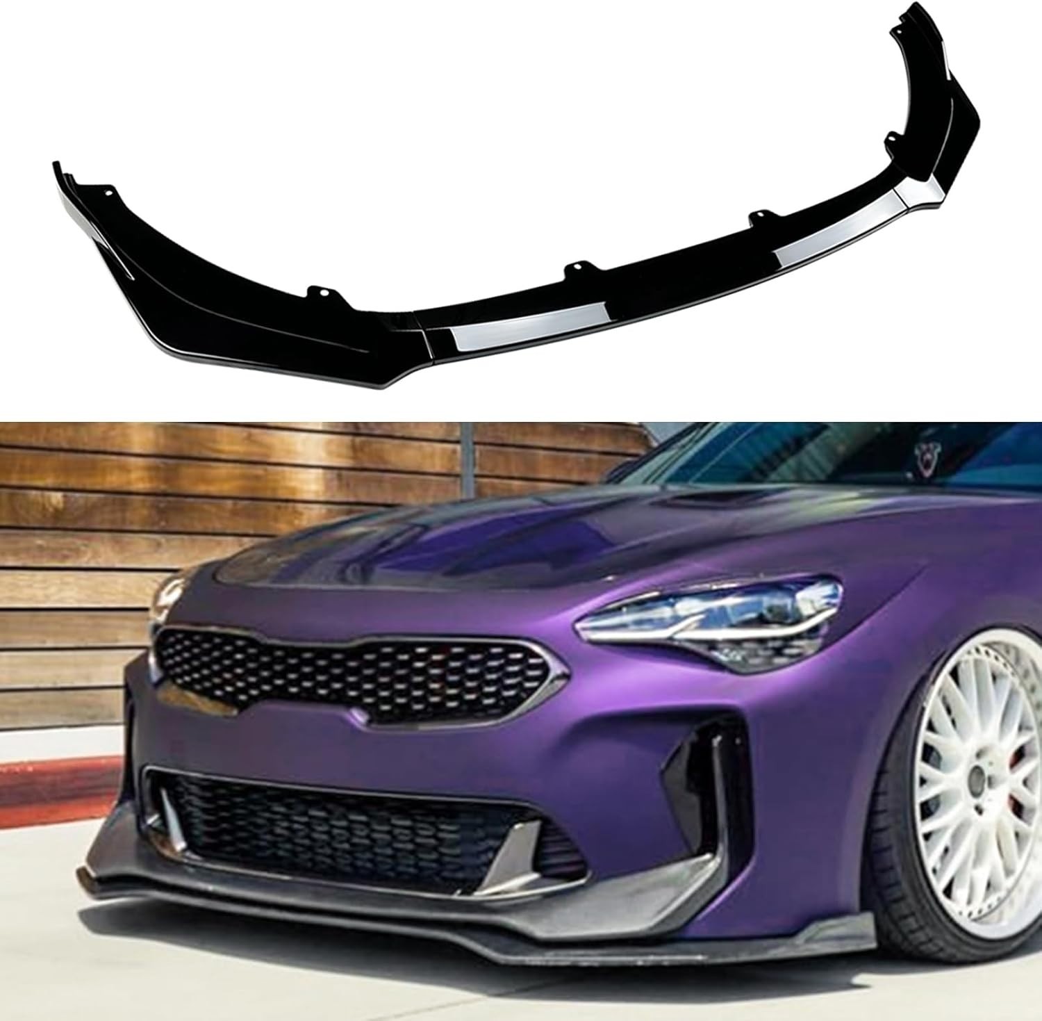 Car Front Spoiler Lip Kit Splitter for Kia Stinger GT 2018-2024 Black