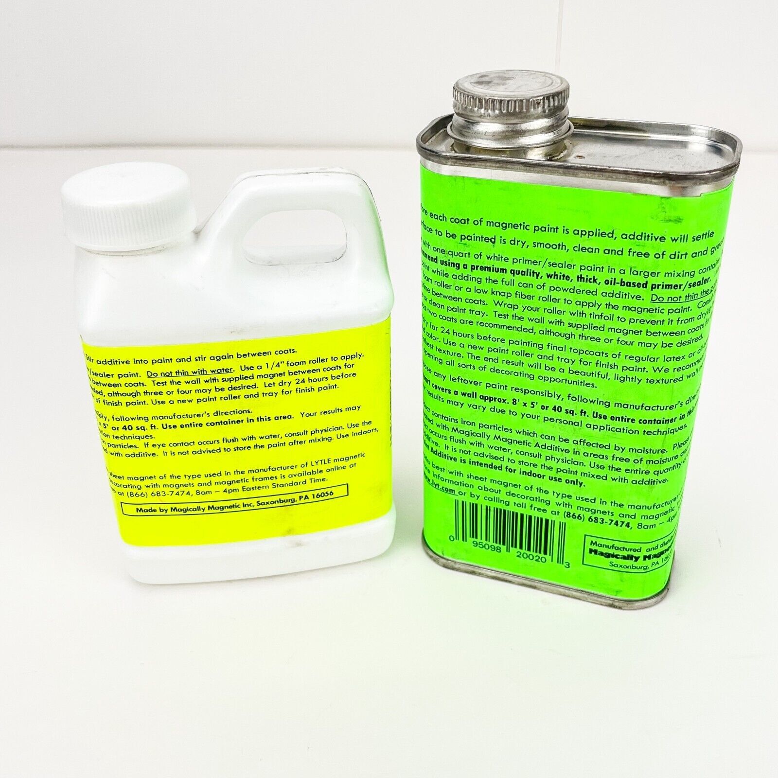 Magically Magnetic Paint Additive Make Magnets Stick to Walls 1 Qt Size Lot of 2