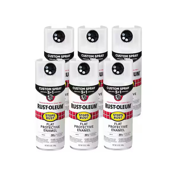 6 Rust-Oleum Stops Rust Flat White Protective Enamel 5 in1 Spray Paint, 12oz