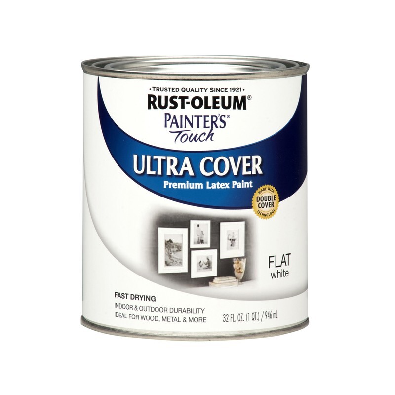 Rust-Oleum Painters Touch Ultra Cover Flat White Premium Latex Paint 1 Quart