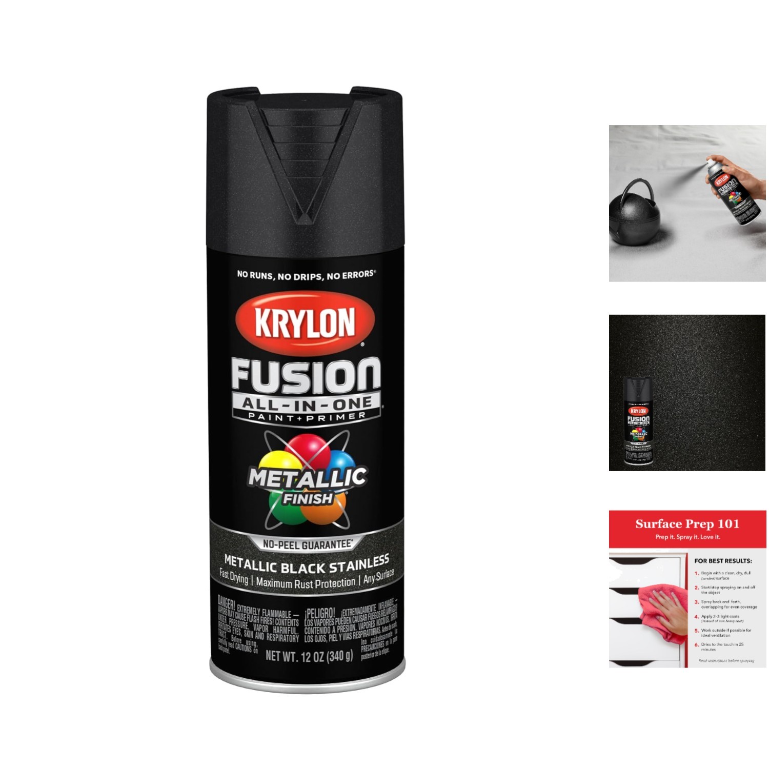 Fast-Drying Rust Resistant 12 oz Aerosol Spray Paint – Black Stainless Steel