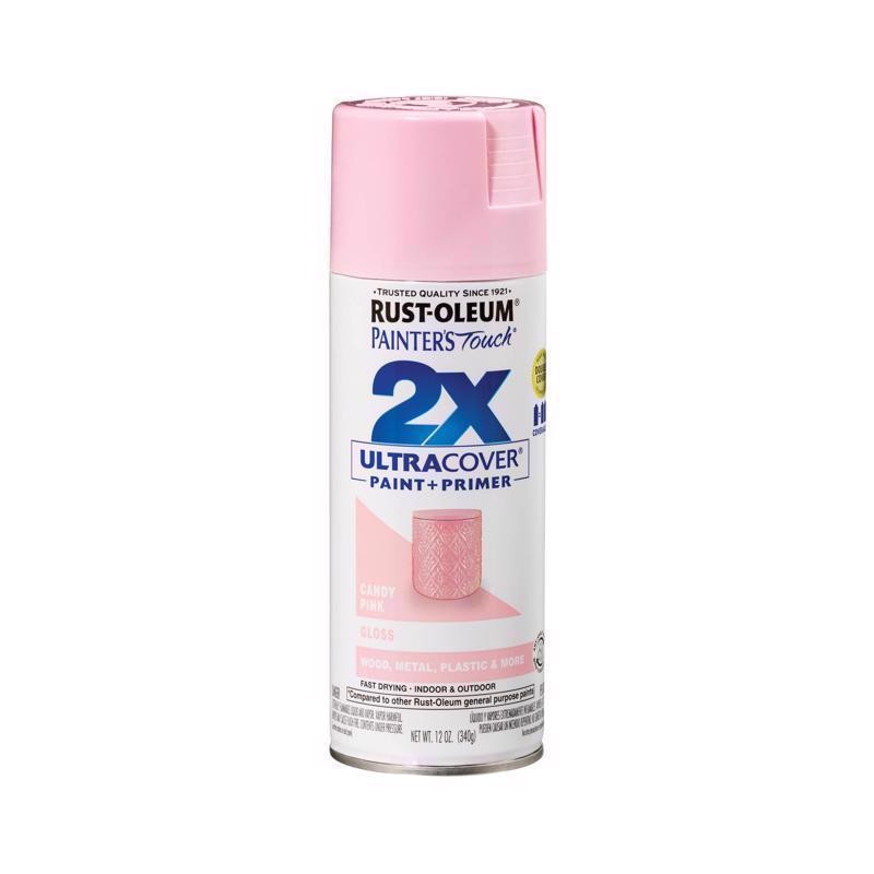 Rust-Oleum Painter’s Touch 2X Ultra Cover Gloss Candy Pink Paint+Primer Spray Pa