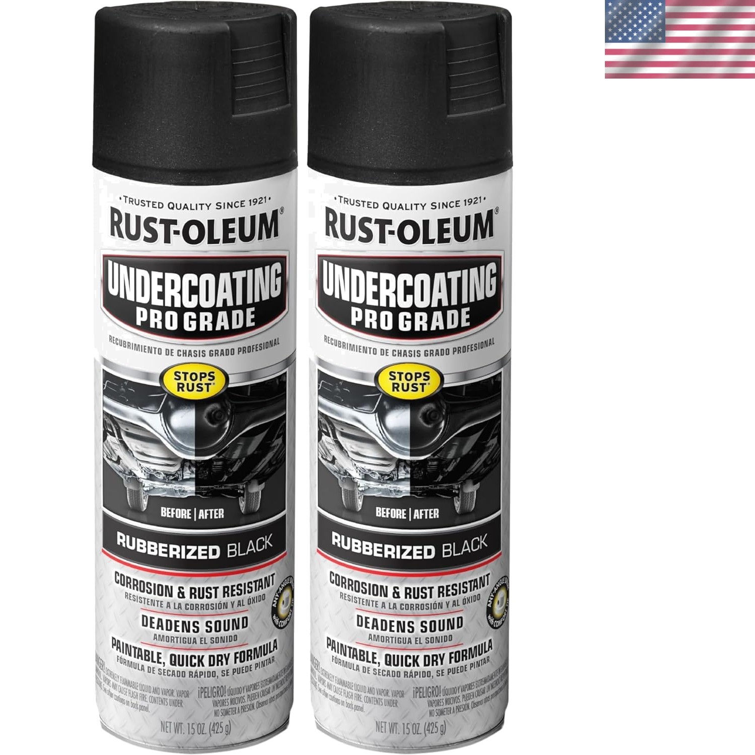 Rust-Oleum 248656 Professional Grade Rubberized Undercoating Spray, 15 Oz, Black