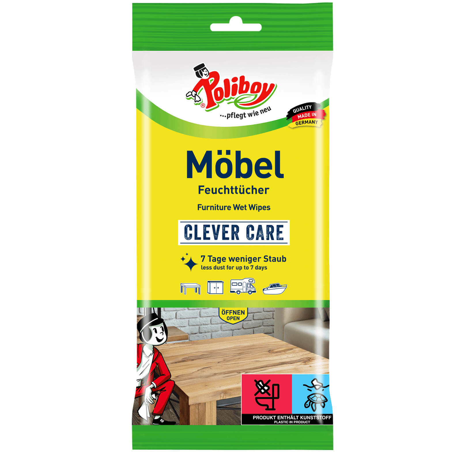 24 Poliboy Furniture Wet Wipes 7 Days Less Dust Quickly And Streak-Free
