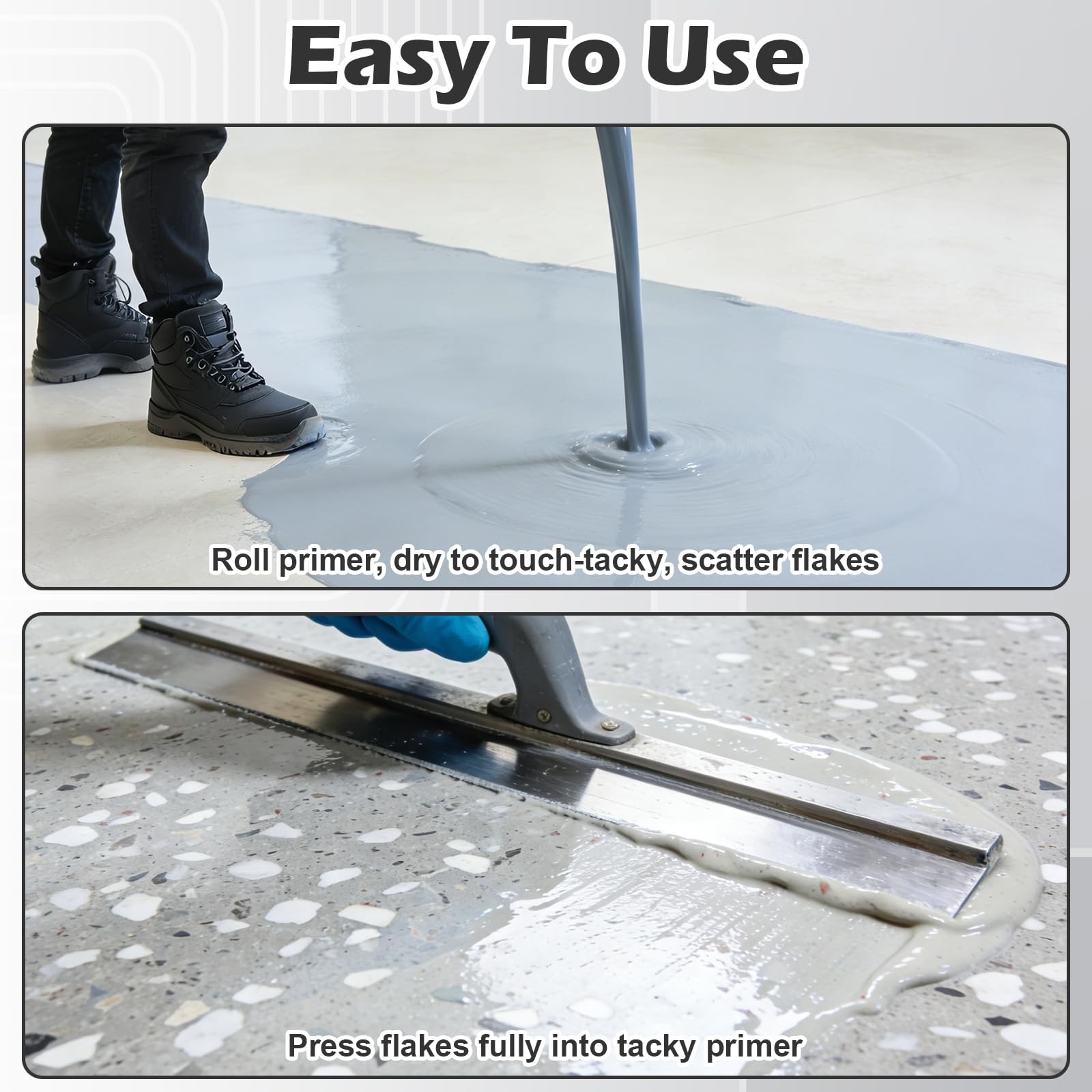 12.4lbs / 5.6 kg Epoxy Floor Flakes Black Gray White 3-5mm Blend Decorative C…
