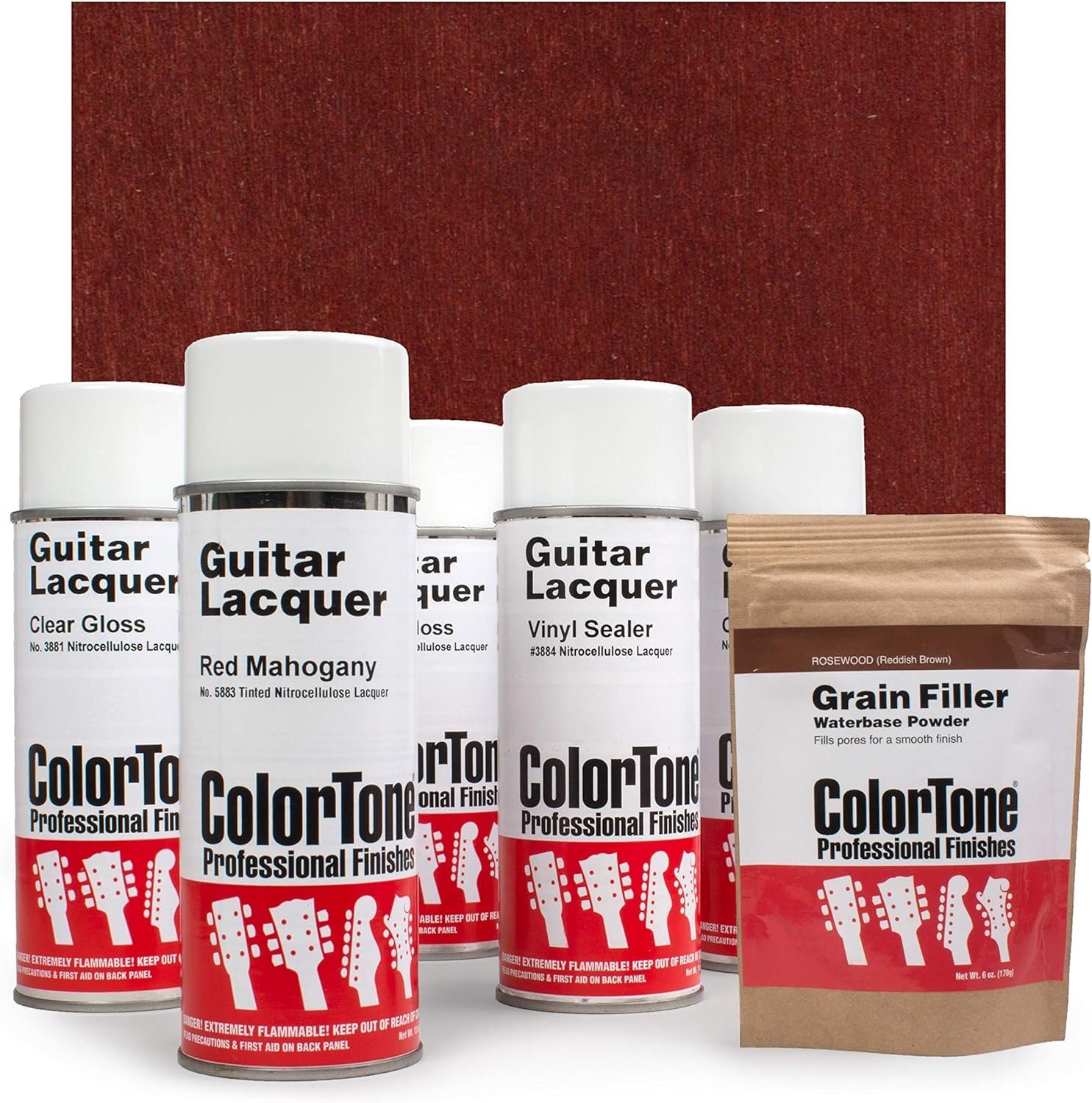 ColorTone Aerosol Finishing Set with Tinted Lacquer, Red Mahogany