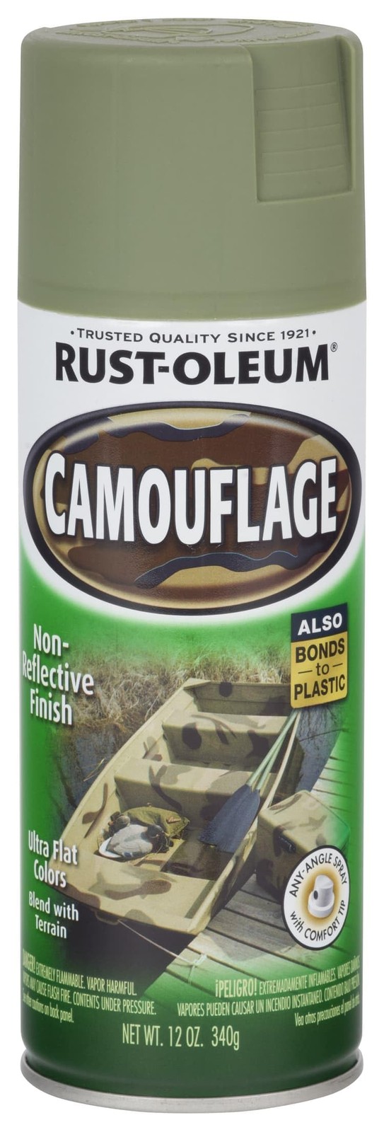 Rust-Oleum 279176 Camouflage 2X Ultra Cover Spray Paint, 12 Oz, Army Green