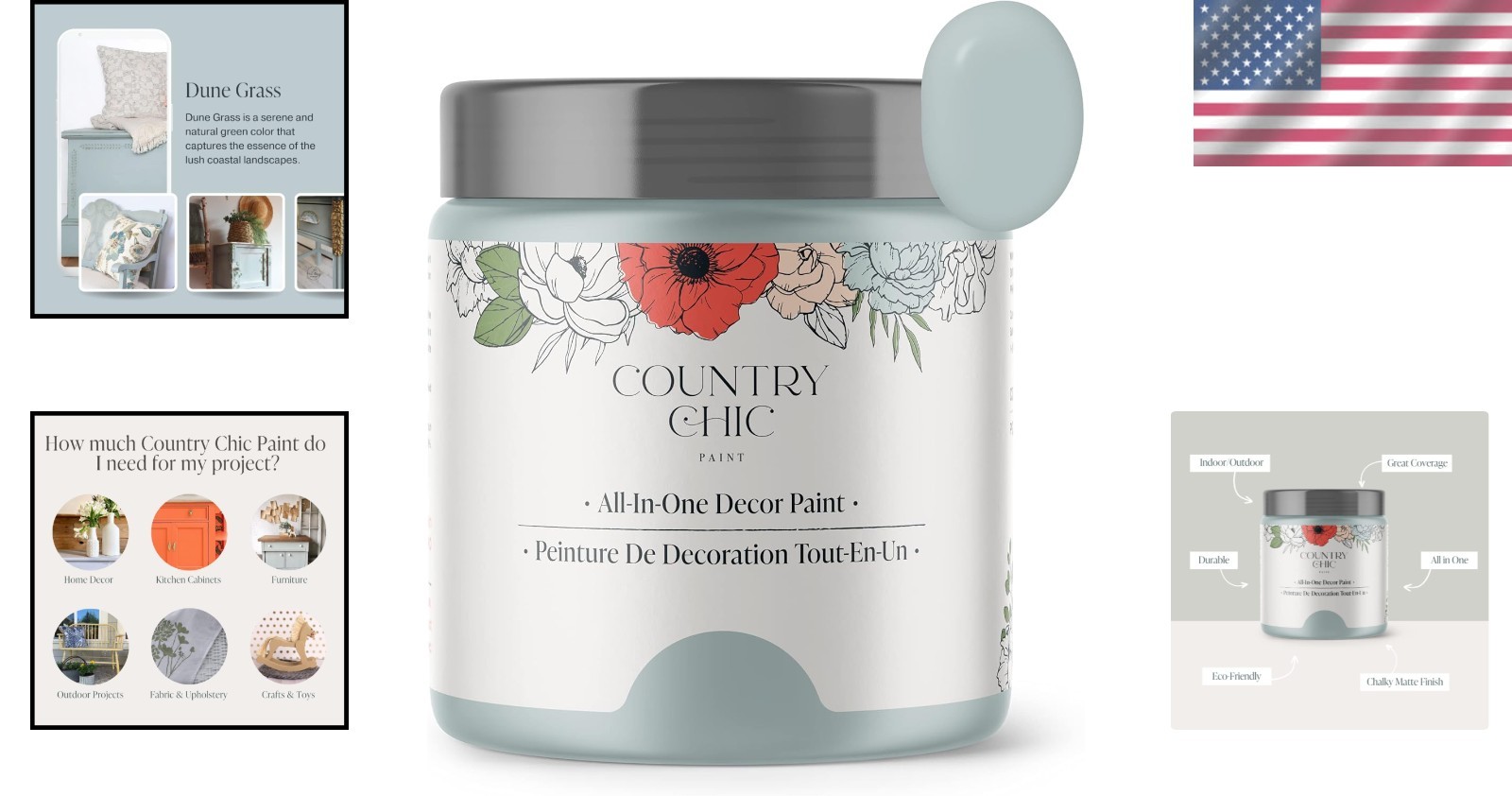 Transform Your Home with All-in-One Eco Chic Chalk Paint – Dune Grass, 16 oz